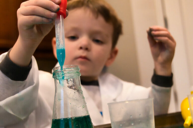 a child in museum lab